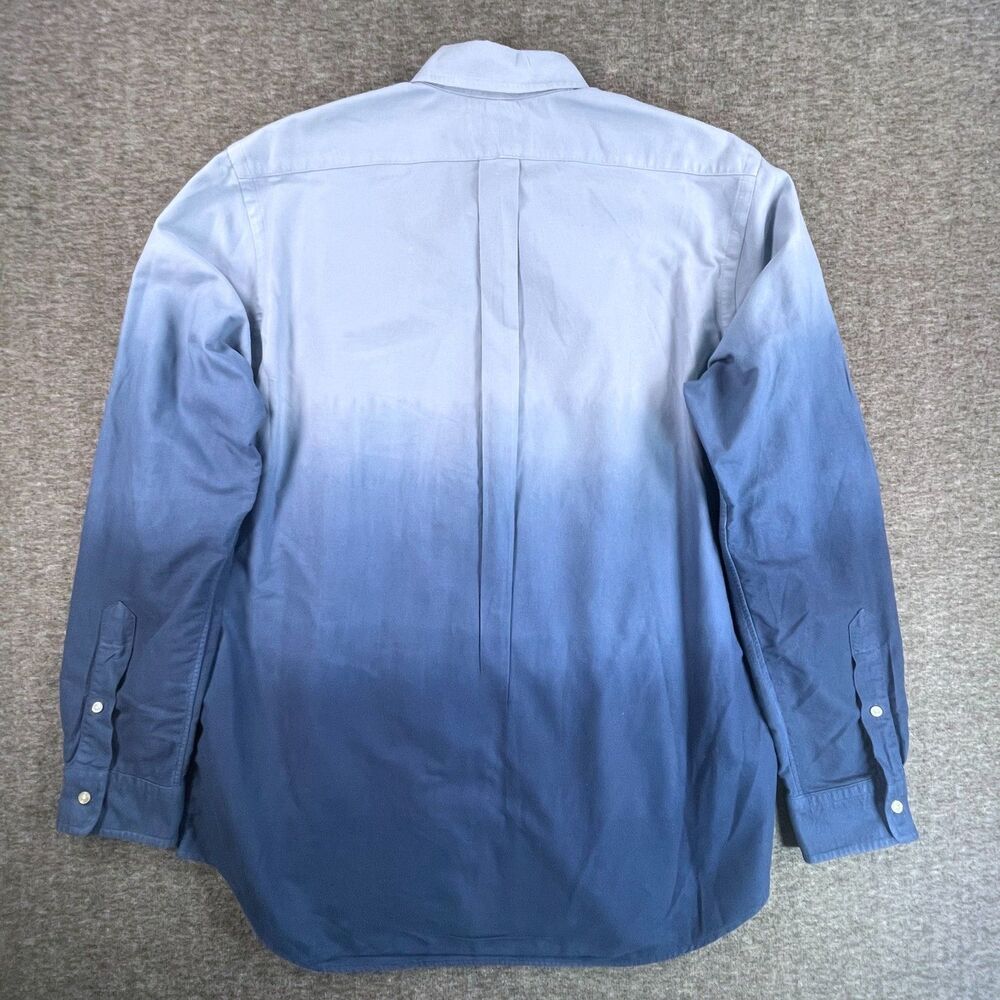 Polo Ralph Lauren Large Blue Ombre Dip Dye Button Down Classic Fit Shirt Preppy - Picture 3 of 11